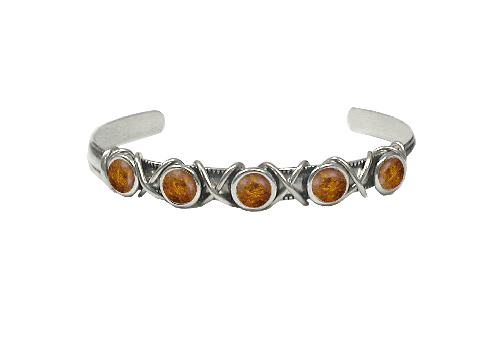 Sterling Silver Cuff Bracelet With Amber